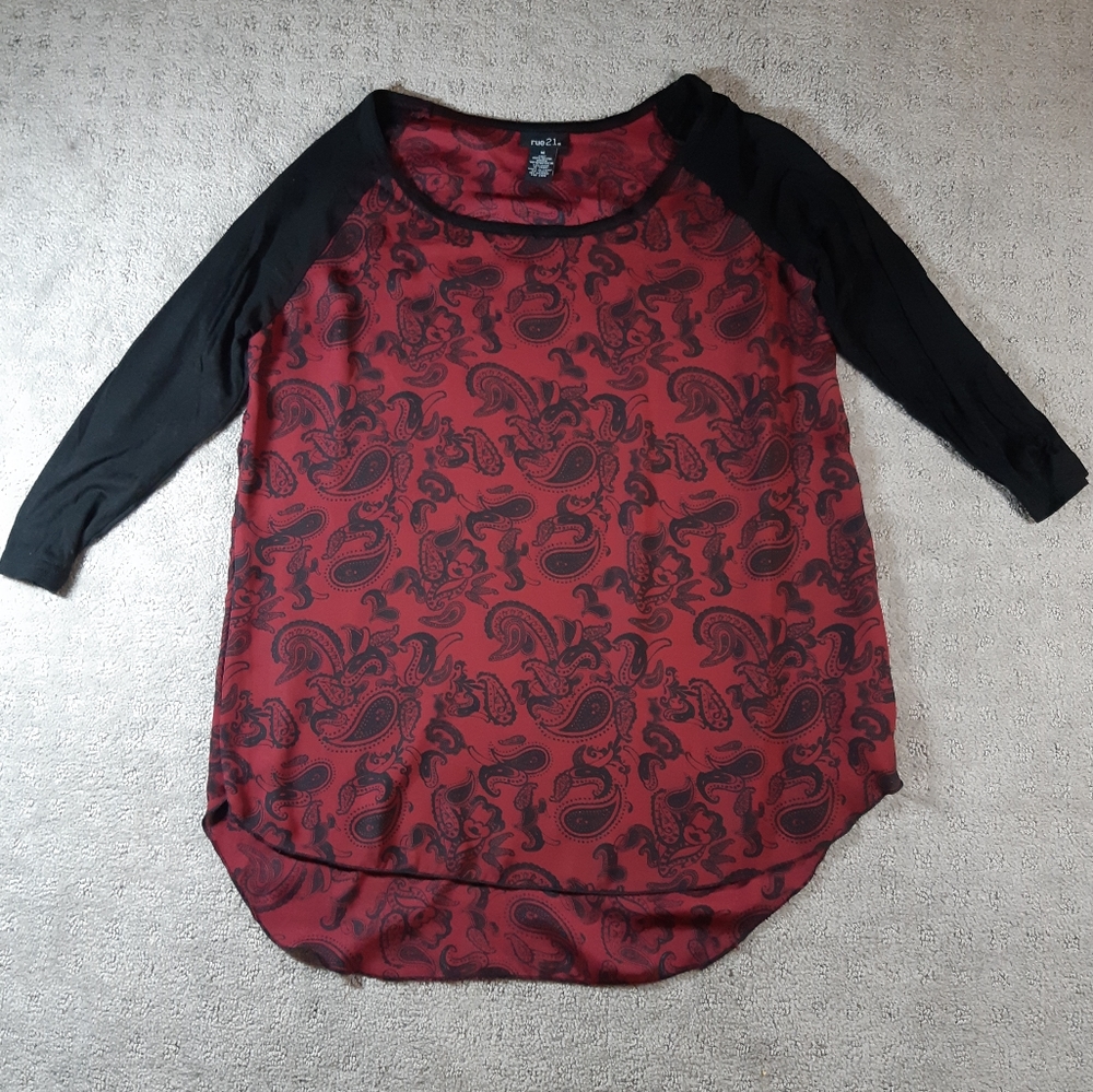 Color Block Paisley Top